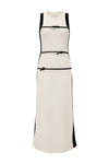 SWAYING 25 Fall/Winter Collection: Contrast-color belted sleeveless maxi dress, SW-SW25AW2L02C1S2-HB, Black/White